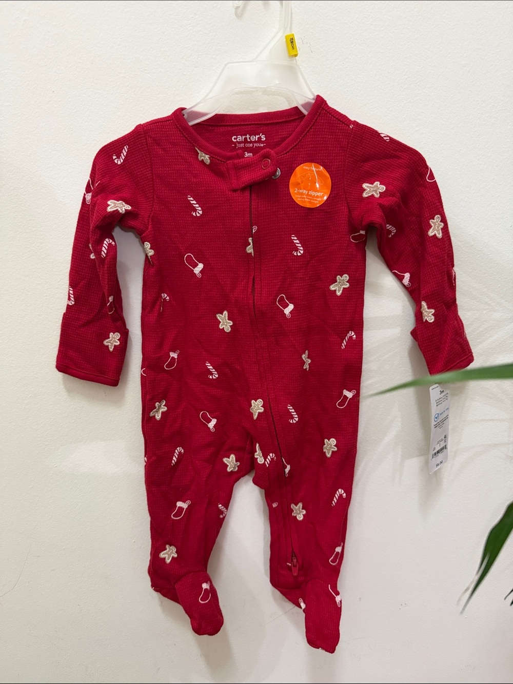Carter's Red Holiday Print Footed One-Piece